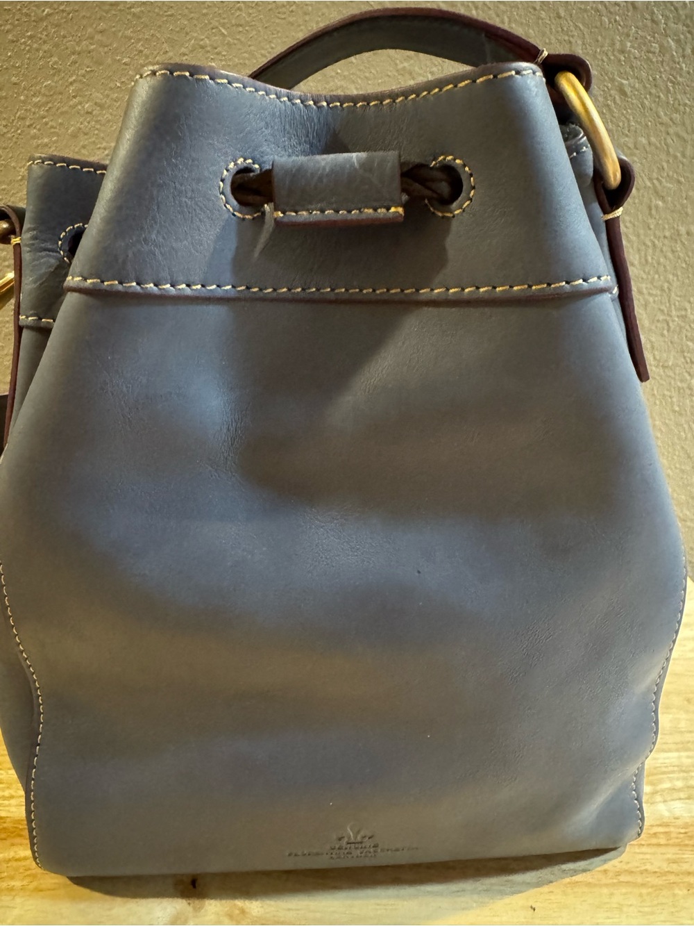Dooney & Bourke Slate Blue Hattie Florentine Leather Drawstring Shoulder Bag - Picture 7 of 16